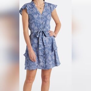 Elegant Blue Paisley High-Low Dress **NWOT**